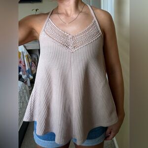 Sadie Robertson lace/crochet waffle tank top